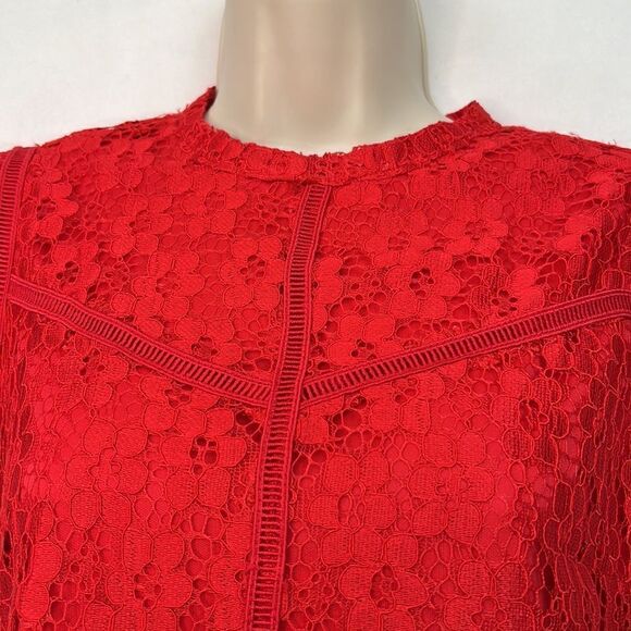 Nanette Lepore Candy Apple red lace sleeveless top NWT size small - Picture 5 of 10